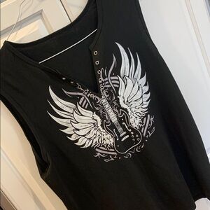 Black Graphic Sleeveless Tank Top size 2XL